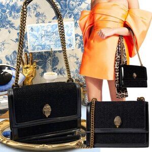 🆕 KURT GEIGER LONDON 🧿 NWOT Black Tweed Shoreditch Crossbody Bag